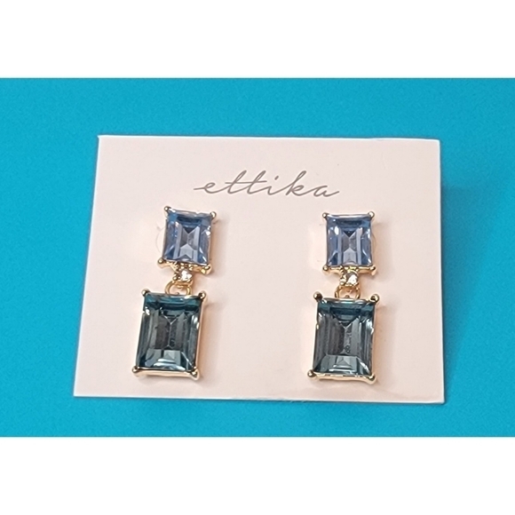 NEW Ettika Blue Stone Dangle Drop Earrings - Picture 6 of 8
